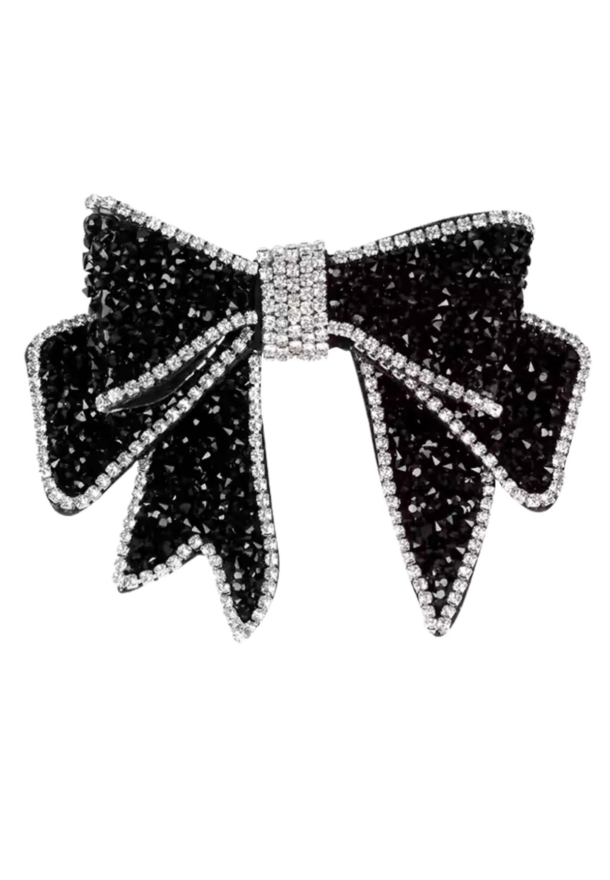 Black Crystal Bow Hárspenna