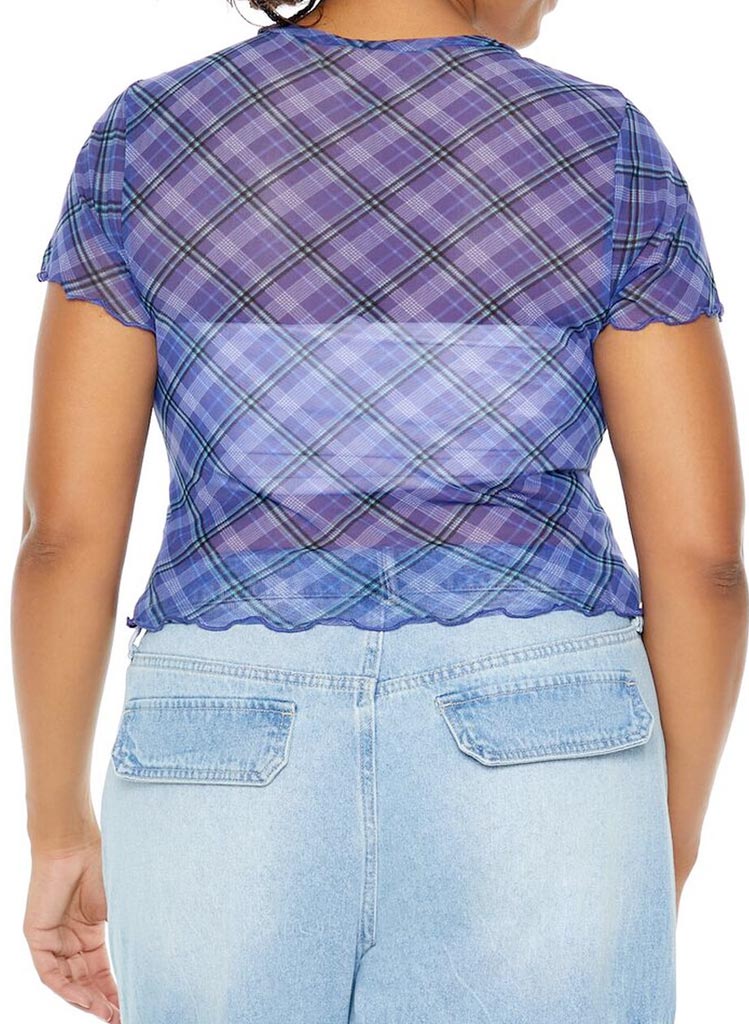 Plaid Mesh top