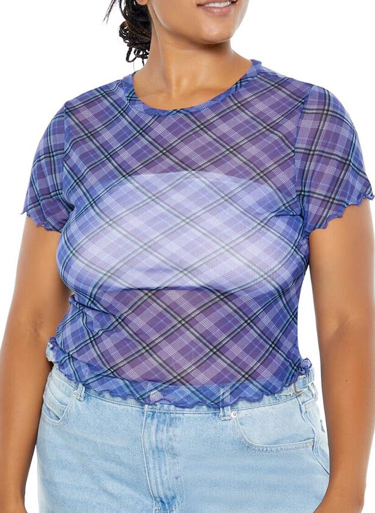 Plaid Mesh top