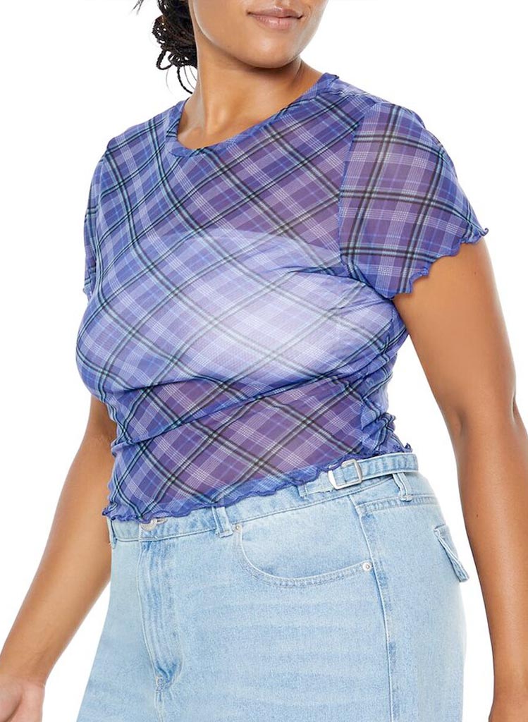 Plaid Mesh top