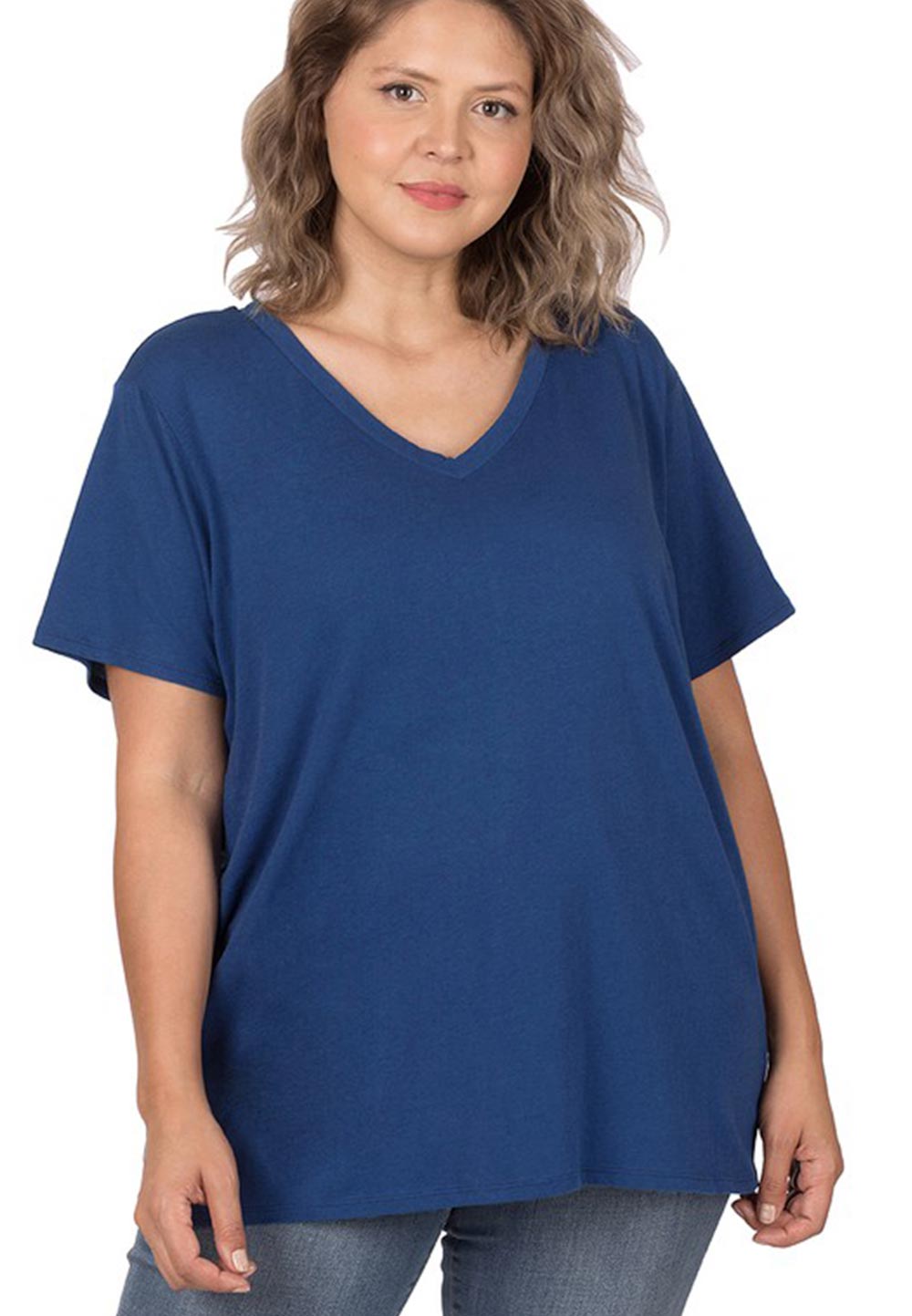 Zenana V-neck Stuttermabolur